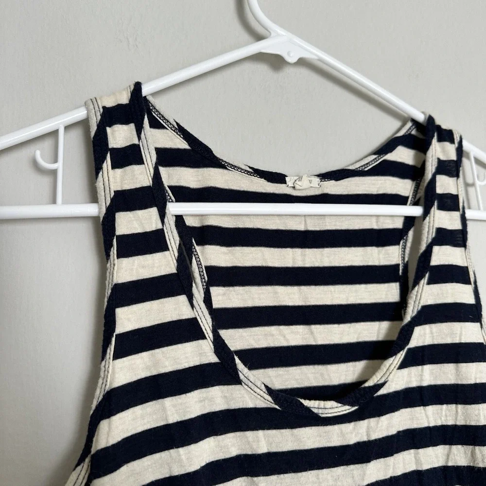 J.Crew Women's XS Striped Cotton Girlfriend Tank Top, White Navy Cotton‎